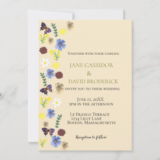 ワイルドフラワーエレガントボホエグ結婚シェル 招待状 (正面)