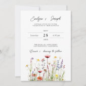 ワイルドフラワーエレガントボホシックフローラ庭園の結婚式 招待状 (正面)