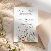 ワイルドフラワーエレガントボホシックフローラ庭園の結婚式 招待状