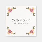 ワイルドフラワーエレガントボホシッパーソナライズされたク結婚ズ スタンダードカクテルナプキン (正面)