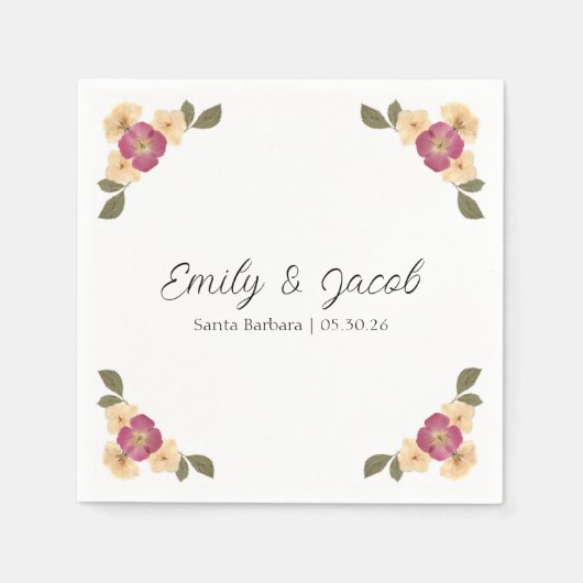 ワイルドフラワーエレガントボホシッパーソナライズされたク結婚ズ スタンダードカクテルナプキン (正面)