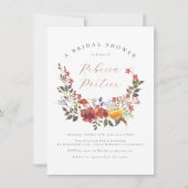 ワイルドフラワーエレガントボホフローラ秋ブライダルシャワー 招待状 (正面)