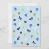 ワイルドフラワーエレガントボホブルー結婚ズ 招待状 (裏面)