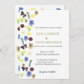 ワイルドフラワーエレガントボホホワイト結婚ズ 招待状 (正面/裏面)