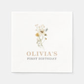 ワイルドフラワーエレガントボホーガーデンファースト誕生日 スタンダードカクテルナプキン (正面)