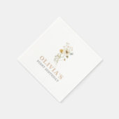 ワイルドフラワーエレガントボホーガーデンファースト誕生日 スタンダードカクテルナプキン (角)