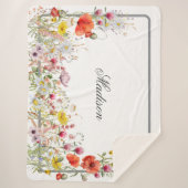 ワイルドフラワーエレガントボホ名前をカスタムする シェルパブランケット (正面)