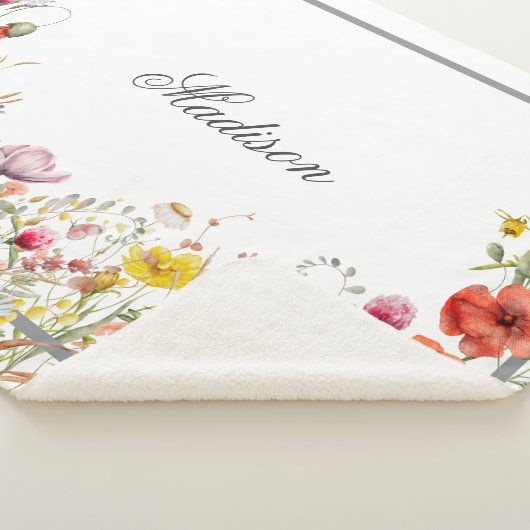 ワイルドフラワーエレガントボホ名前をカスタムする シェルパブランケット (3/4)