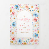 ワイルドフラワーエレガントボホ庭園の結婚式写真 三つ折り招待状 (カバー)