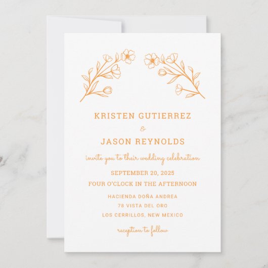 ワイルドフラワーエレガントミニマル結婚式招待状 招待状 (正面)