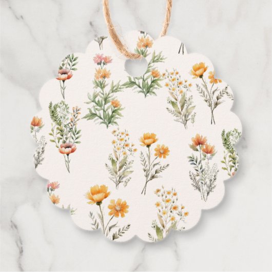 ワイルドフラワーエレガントメドウアイボリー結婚ズ・ウェルカム フェイバータグ (裏面)