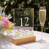 ワイルドフラワーエレガントメドウアクリルテーブル番号 アクリル招待状