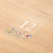 ワイルドフラワーエレガントメドウアクリルテーブル番号 アクリル招待状 (レイダウン)