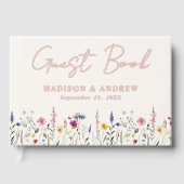 ワイルドフラワーエレガントメドウクリームフォト結婚ズ ゲストブック (正面)