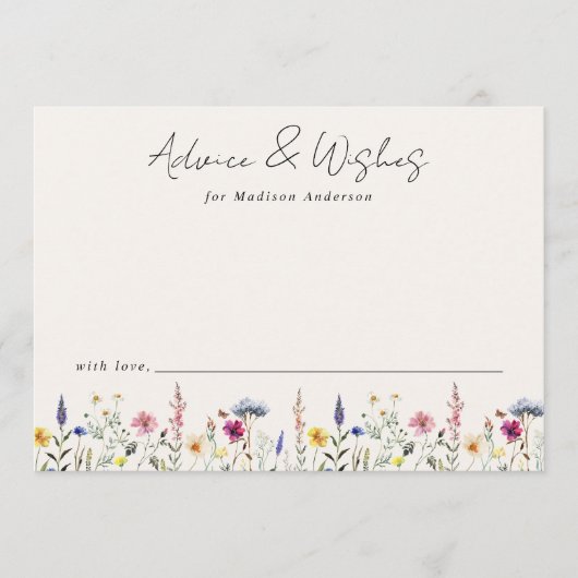 ワイルドフラワーエレガントメドウクリームベビーシャワー アドバイスカード (正面)