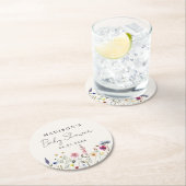 ワイルドフラワーエレガントメドウクリームベビーシャワー ラウンドペーパーコースター (インサイチュ)