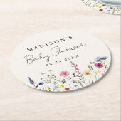 ワイルドフラワーエレガントメドウクリームベビーシャワー ラウンドペーパーコースター (アングル)