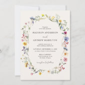 ワイルドフラワーエレガントメドウクリーム結婚ズ 招待状 (正面)