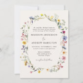 ワイルドフラワーエレガントメドウクリーム結婚ズ 招待状 (正面)