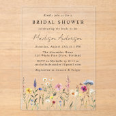 ワイルドフラワーエレガントメドウブライダルシャワー アクリル招待状 (正面)