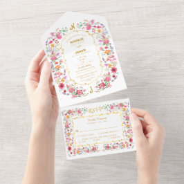 ワイルドフラワーエレガントメドウ春庭園の結婚式 オールインワン招待状