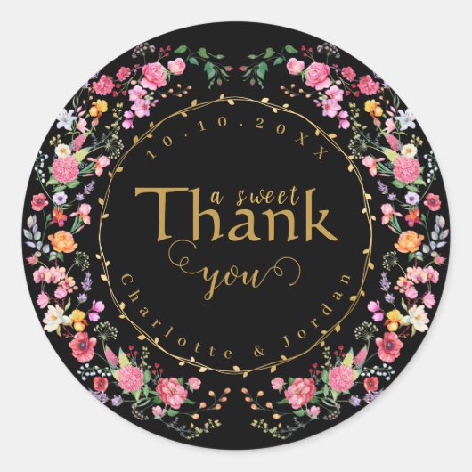 ワイルドフラワーエレガントメドウ春庭園の結婚式 ラウンドシール (正面)