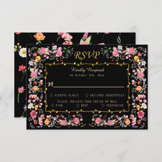 ワイルドフラワーエレガントメドウ春庭園の結婚式 出欠カード (正面/裏面)