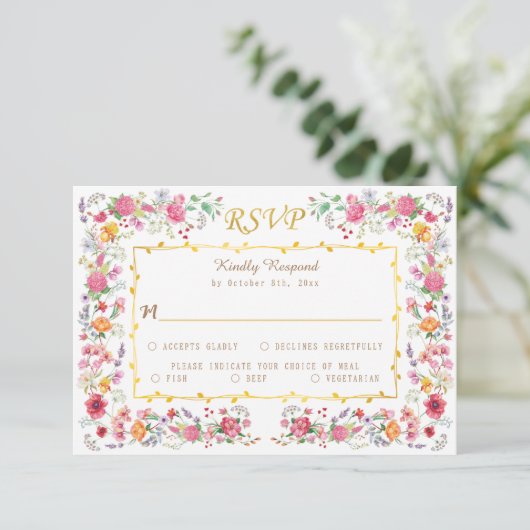ワイルドフラワーエレガントメドウ春庭園の結婚式 出欠カード (スタンド正面)
