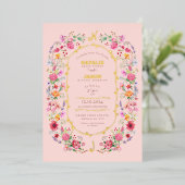 ワイルドフラワーエレガントメドウ春庭園の結婚式 箔招待状 (立ち正面)