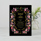 ワイルドフラワーエレガントメドウ春庭園の結婚式 箔招待状 (立ち正面)