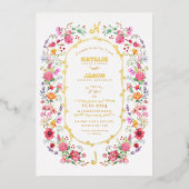 ワイルドフラワーエレガントメドウ春庭園の結婚式 箔招待状 (正面)