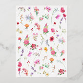 ワイルドフラワーエレガントメドウ春庭園の結婚式 箔招待状 (裏面)