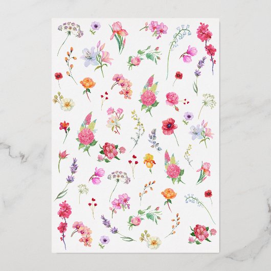 ワイルドフラワーエレガントメドウ春庭園の結婚式 箔招待状 (裏面)