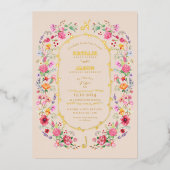 ワイルドフラワーエレガントメドウ春庭園の結婚式 箔招待状 (正面)