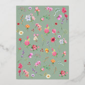 ワイルドフラワーエレガントメドウ春庭園の結婚式 箔招待状 (裏面)