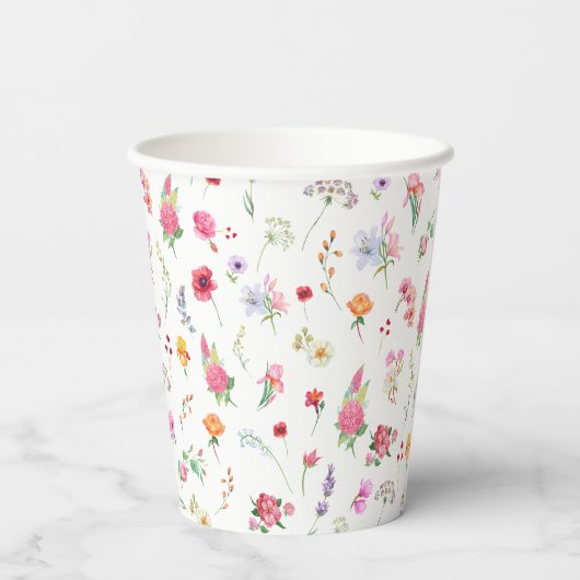 ワイルドフラワーエレガントメドウ春庭園の結婚式 紙コップ (裏面)