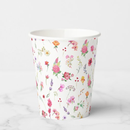 ワイルドフラワーエレガントメドウ春庭園の結婚式 紙コップ (左)