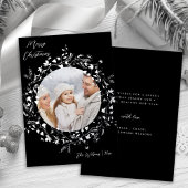 ワイルドフラワーエレガントメリークリスマスフォトシルバー 箔シーズンカード