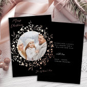 ワイルドフラワーエレガントメリークリスマスフォトバラ金ゴールド 箔シーズンカード