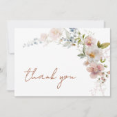 ワイルドフラワーエレガントモダンの赤ちゃんシャワー サンキューカード (正面)