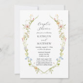 ワイルドフラワーエレガントモダンフローラカップルのシャワー 招待状 (正面)