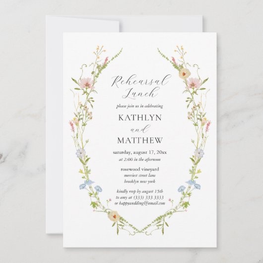 ワイルドフラワーエレガントモダンフローラリハーサル昼食 招待状 (正面)