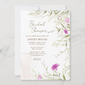 ワイルドフラワーエレガントモダンブライダルシャワー 招待状 (正面)