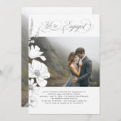 ワイルドフラワーエレガントモダン婚約パーティ写真 招待状 (正面/裏面)