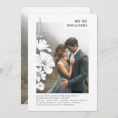 ワイルドフラワーエレガントモダン婚約パーティ写真 招待状 (正面/裏面)