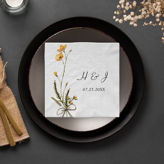 ワイルドフラワーエレガントモダン素朴庭園の結婚式 スタンダードカクテルナプキン