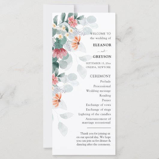 ワイルドフラワーエレガントユーカリプウェディングプログラム (正面)