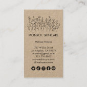 ワイルドフラワーエレガントラインアートクラフトのソーシャルアイコン 名刺 (裏面)