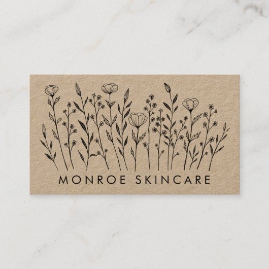 ワイルドフラワーエレガントラインアートクラフトのソーシャルアイコン 名刺 (正面)