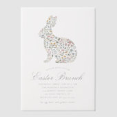 ワイルドフラワーエレガントラビットイースターブランチ ベラム紙招待状 (正面)